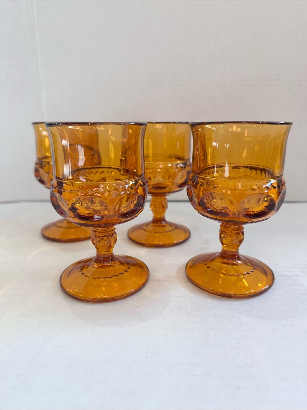 Amber Glass Goblets - Set of 4